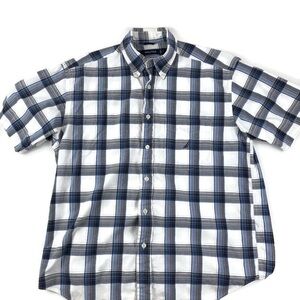 Nautica Mens Button Down Shirt Blue White Plaid L